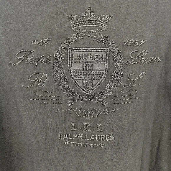 Lauren Ralph Lauren Women's M Black Bling Long Top - Picture 5 of 9